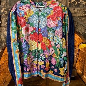 Vintage Eileen Scott Dallas floral top size 16